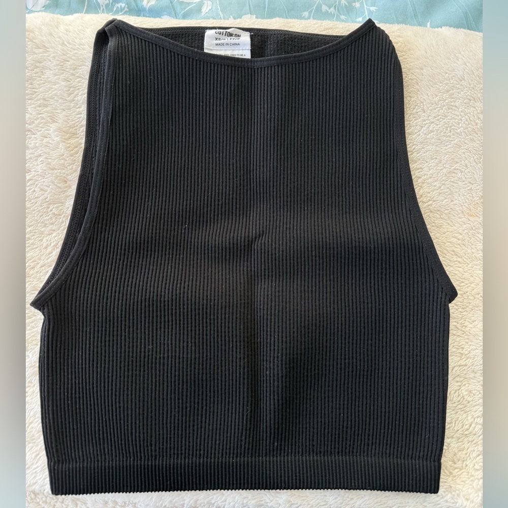 Black Cotton On Ribbed Tank Top